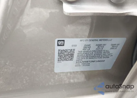 2022 Chevrolet Malibu Fwd Lt z USA, uszkodzony, nr VIN 1G1ZD5ST2NF184550